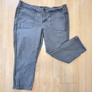 TORRID Gray / Grey capri pants with silver/black detail stripe, size 16
